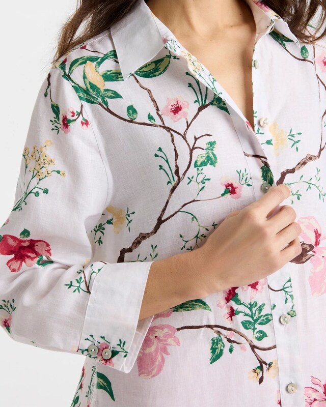No Iron Kyoto Bloom Linen Shirt - image 4